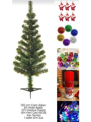 Empressco 120 cm Çam Ağacı Seti 22 Parça, 5 Metre LED Işıklı, Kar Spreylü, Yeşil