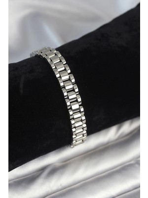 Belle Fusion Bfs 316L Çelik Gümüş Renk 9 mm Kalınlık Erkek Bileklik