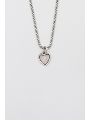 Alooya Minimalist Kalp Örme Zincir Kolye - Antik Gümüş Kaplama - Kadın Erkek - 60 cm