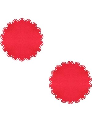 Empressco Kırmızı Keçe Yılbaşı Süsleri Bardak Altlığı Seti, 6 Adet, Renkli Tasarım