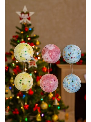 Empressco Renkli Yılbaşı Ağacı Süsü 5 cm Simli Toplar, Şık ve Parlak Dekorasyon Çözümü