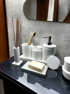 Trust Stone Kırık Beyaz Beton Banyo Setii
