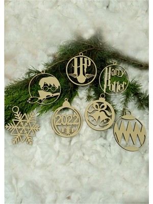 Empressco Beyaz Ahşap Çam Ağacı Süsleri 8'li Takım, Doğal ve Şık Dekorasyon Parçası