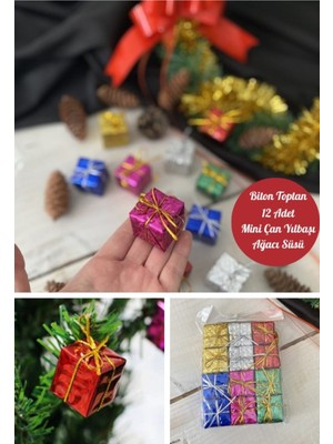 Empressco 12 Adet Renkli Noel Yılbaşı Çam Ağacı Süsü, 3 Cm, Hediye Paketi Ile Şık Dekorasyon