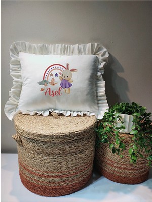 Moda Lime Isme Özel Baskılı Fırfırlı Bebek Dolgulu Yastık (Takı Yastığı Olarakta Kullanılabilir)