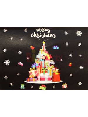 Empressco Yılbaşı Renkli Sticker, Hediye Ağacı Süsleri 70X50 Cm, Eğlenceli Ev Dekoru