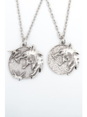 Alooya 2'li The Witcher Madalyon Gümüş Kaplama Kolye Seti