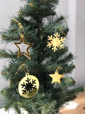 Empressco 4'lü Gold Pleksi Çam Ağacı Süs Takımı, Yılbaşı Dekorasyonu