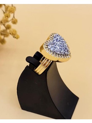 Nevoka Işıltılı Kalp Silver Gold Yüzük