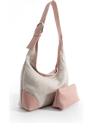 Nbi Bags Dore Hasır Örgülü Deri Sap Detaylı ve Yavrulu Kadın Omuz Çantası