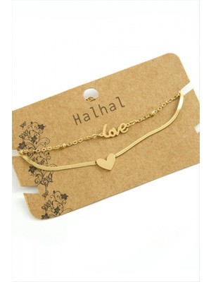 Marsilyan Kalp Love Yazılı Lüks Çelik Halhal