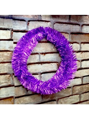 Empressco Mor LED Işıklı 5 Metre Dekoratif Dizi, Parlak Metalik Mor Çam Dalı Süsü