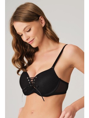 Balenli Destekli Dolgulu Askıları Çıkabilen Yaka Detaylı T-Shirt Sütyeni