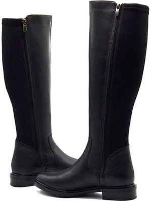 Venüs 20711K Düz Topuk Streç Detaylı Günlük Deri Kadın Çizme