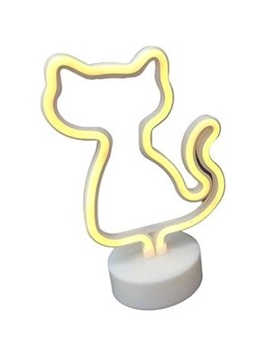 Zenvia Neon Işıklı Kedi Lamba Pil+Usb Pembe Işık MZ-122