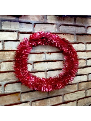 Empressco Parlak 5 Metrelik Metalik Kırmızı Çam Dalı Yılbaşı Süsü