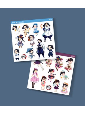 Minithingsart Kanao Tsuyuri-Demon Slayer-Aoi Kanzaki-Parlak Kağıt -2li Sticker Set Süsleme