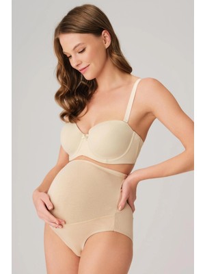 Pamuk ve Modal Kumaş Yüksek Bel Ten Hamile Külodu