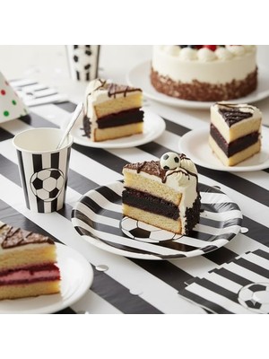 Zenviva Taraftar Siyah Beyaz 8 Tabak, 8 Bardak