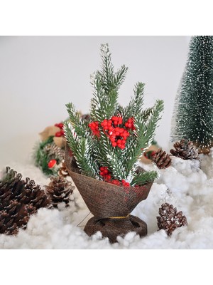 Empressco 26CM Çuhalı Süslü Çam Ağacı, Yeşil, Dekoratif ve Şık Tasarım