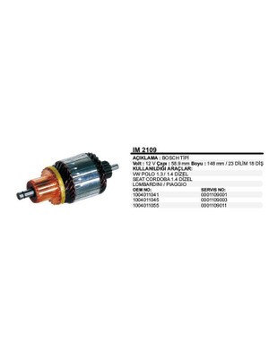 Universal Kollektör 12V 18 Diş Vw Polo 1.3 / 1 4 D / Lombardini / Pıagı Seat Cordoba Bosch Tip