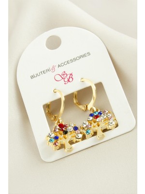 Empressco Çok Renkli Taşlı Ağacı Temalı Şık Küpe