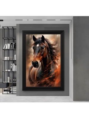 Bfm Dijital Baskı Merkezi Asil At Portresi  Çerçeveli Mdf Tablo Modern Duvar  Salon ve Ofis  Dekoru Için Şık Bir Tasarım