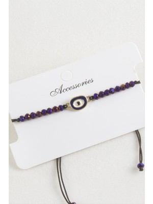 Marsilyan Nazar Kristal Makrome Ip Bileklik