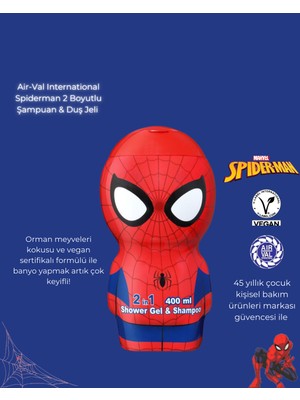 Air-Val Lisanslı Spider-Man Oyuncak Çocuk Şampuanı ve Duş Jeli 400ML