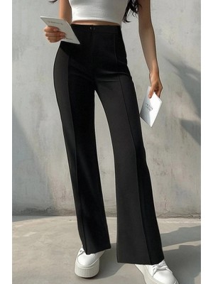 Hazego Kadın Yüksek Bel Nervurlu Ithal Krep Pantolon