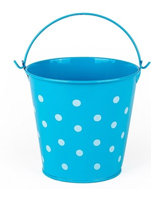 Empressco Mavi ve Yeşil Renkli, Saplı, Dekoratif Metal Kova, Kalemlik ve Saklama Kutusu