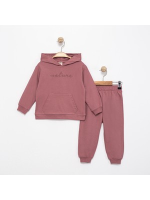 Divonette Gül Kurusu Kız Çocuk Eşofman Takımı Kapüşonlu Rahat Kalıp 2031-7