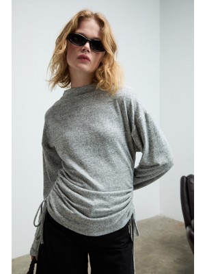 Grimelange KIREYLA Kadın Yumuşak Ve Esnek Kumaşlı Yanlardan Fonksiyonel Büzgülü Grimelanj Bluz