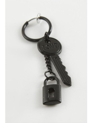 Hg.Aksesuar Kilit Anahtar Erkek Çelik Küpe