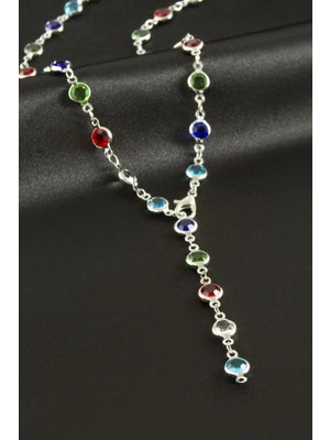 Marsilyan Yuvarlak Zirkon Taşlı Çelik Y Kolye