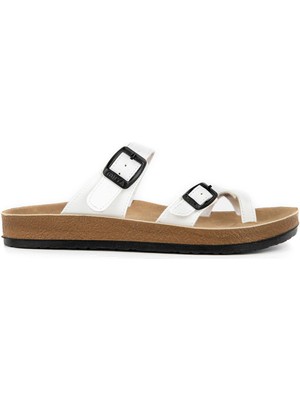 Muya Anny 31030 Anatomik Parmak Arası Kadın Terlik Beyaz