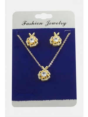 Marsilyan Gül Zirkon Taşlı Set Kolye