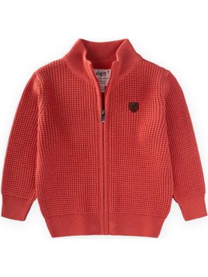 Cigit Selanik Fermuarlı Triko Hırka 2-11 Yaş Somon