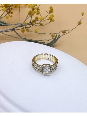 Nevoka Baget Taşlı Zarif Gold Renk Yüzük