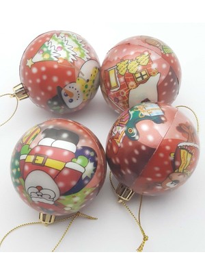Empressco 4’lü Kırmızı 60 mm Renkli Plastik Yılbaşı Topları Seti