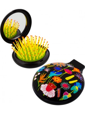 PYLONES Lady Retro - Katlanabilir Aynalı Saç Fırçası Jardin Fleuri