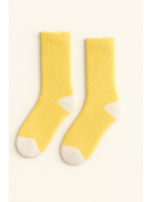 Unisex Kalın Tüylü Soket Çorap Sarı
