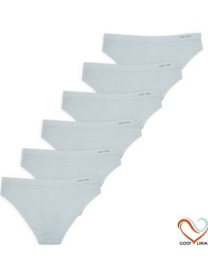 GOST LİRİA - Premium Bambu Kadın Slip – 6’lı  Paket Beyaz