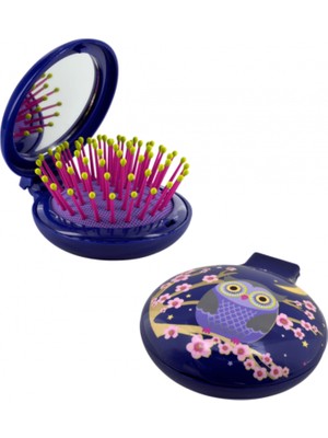 PYLONES Lady Retro -Katlanabilir Aynalı Saç Fırçası (Blue Owl)