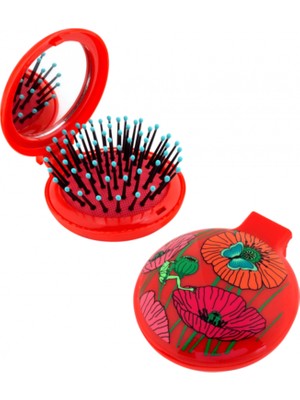 PYLONES Lady Retro -Katlanabilir Aynalı Saç Fırçası (Coquelıcots)