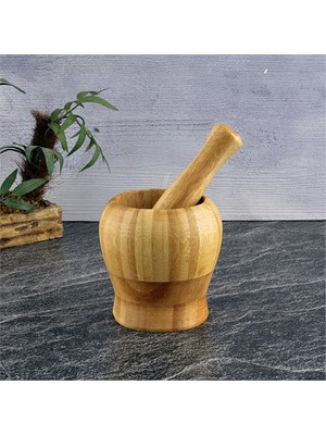 Tohana Bambu Havan 9,5X9X7 cm Tokmak Uzunluğu:13 cm (4 Adet)