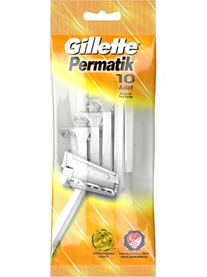 Gillette Permatik 10LU Kullan-at Tıraş Bıçağı 2 Adet Hassas Cilt Dostu Kolay Kullanım