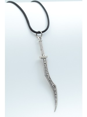 Alooya Kılıç Gümüş Kaplama Deri İp Kolye