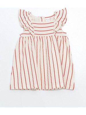 Lc Waikiki Yeni Sezon Arkası Düğmeli Çizgili Interlok Kız Bebek Elbise