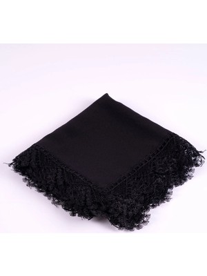 Hayrat Neşriyat Iğne Oyalı Şal (Namaz Örtüsü, 144X68 Cm. Siyah)